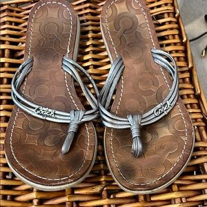 Coach Brown and Silver Sandals